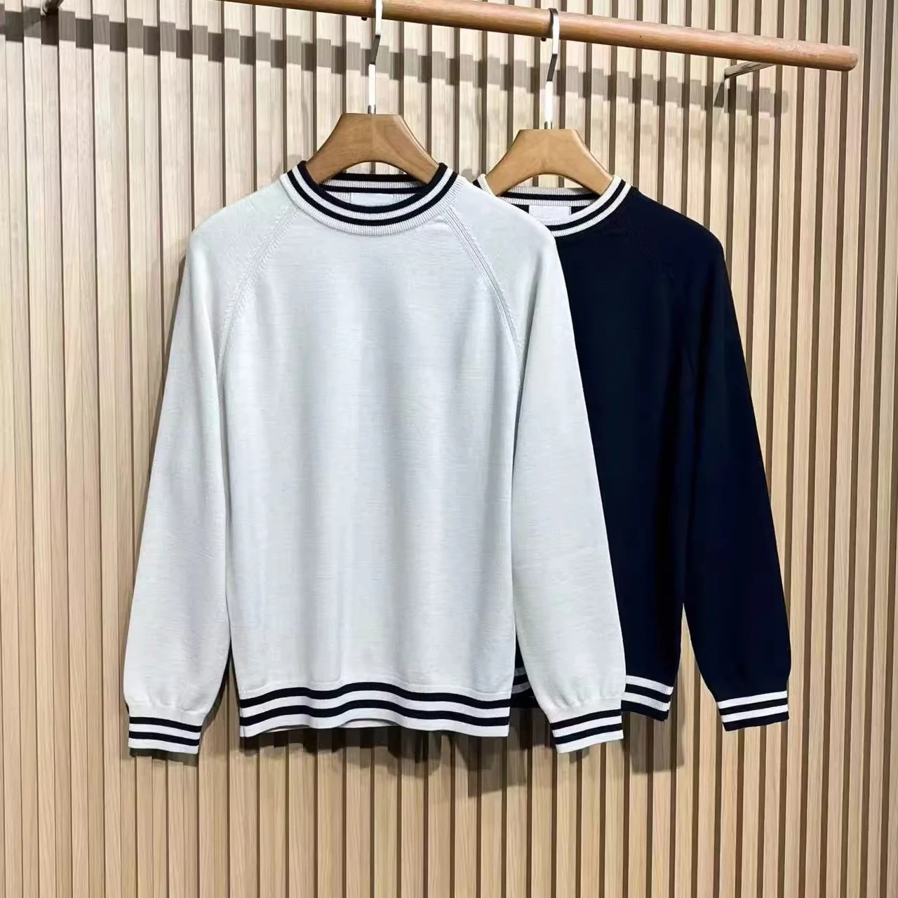 

LP Итальянский вязаный свитер с круглым вырезом и вышивкой, мужской повседневный свитер