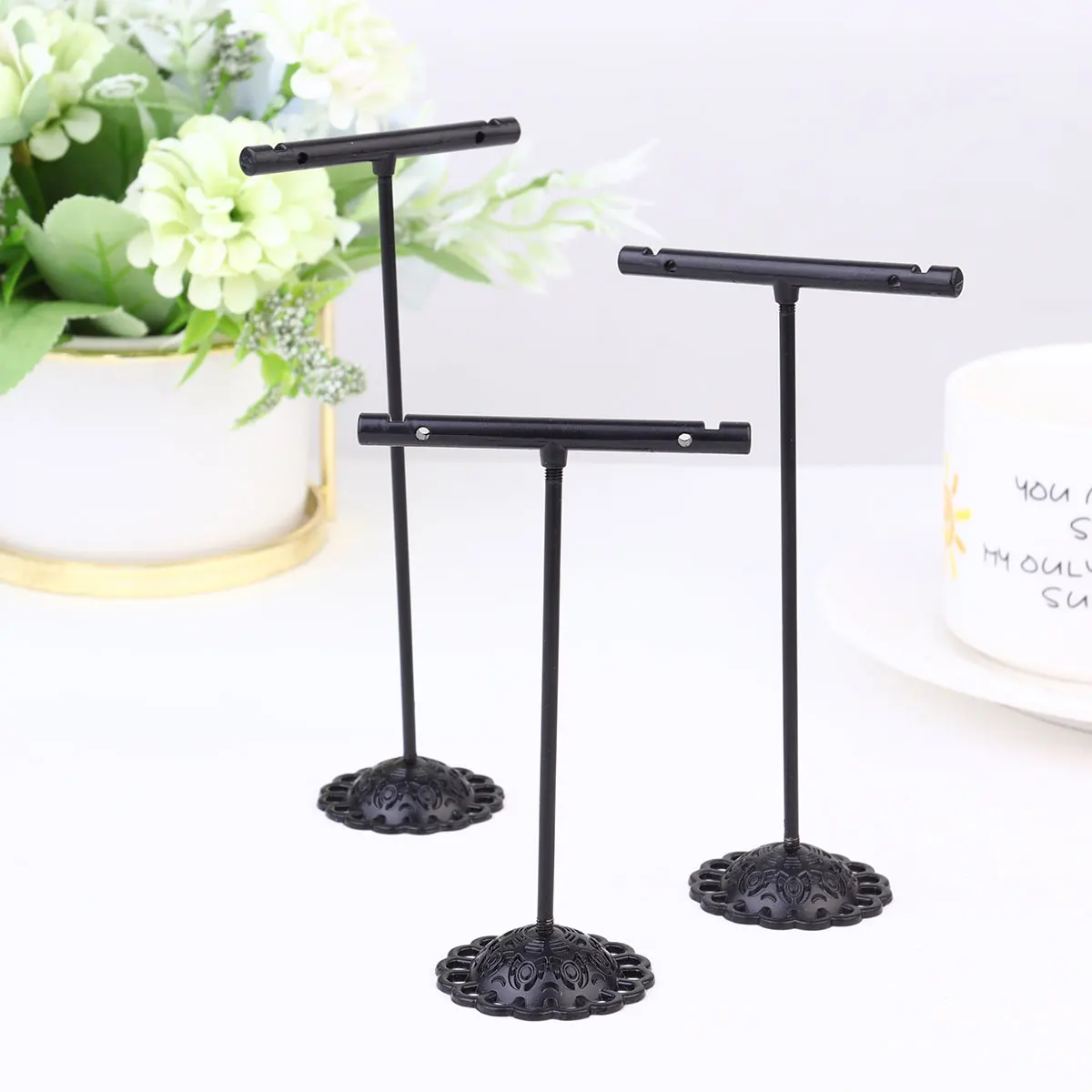 

3 Pcs Earring Display Stand Iron Holder Shape Storage Jewelry Organizer Earrings Black