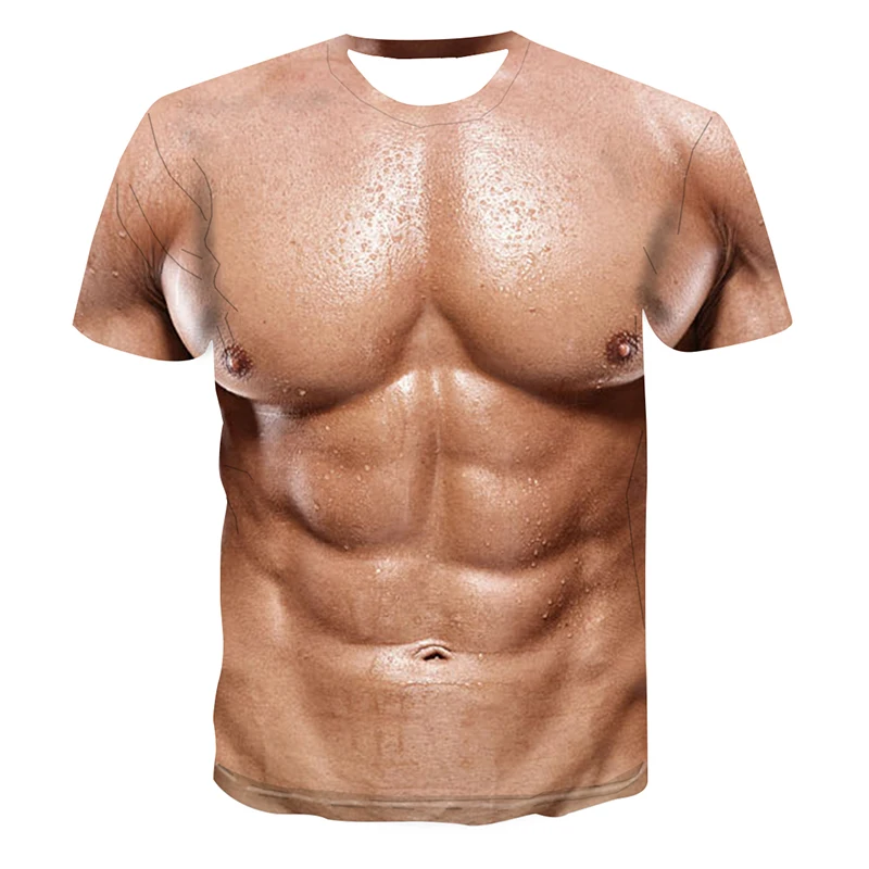 2023 Men's and women's summer fashion crew neck short sleeve top The latest summer 3D printed muscle viscera men's oversized T-s