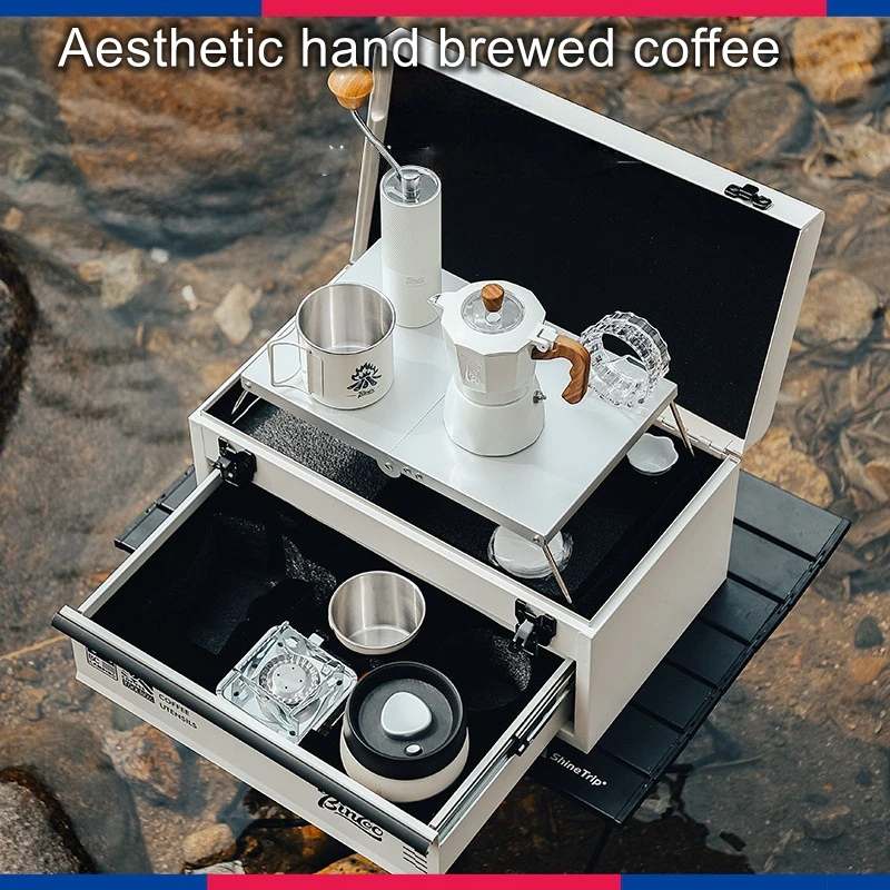 Double-Valve Moka Pot Coffee Maker Set Camping Espresso Gift Set Collapsible Portable Outdoor Camping