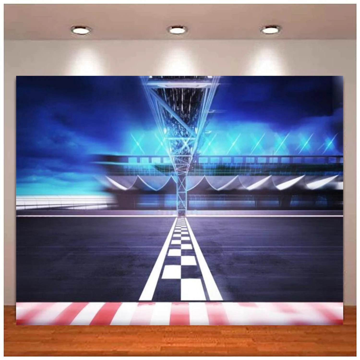 Finitura pista da corsa sfondo movimento sfocatura stadio Arena Road Photography fondale Formula One Motor Car Racing Auto Decor