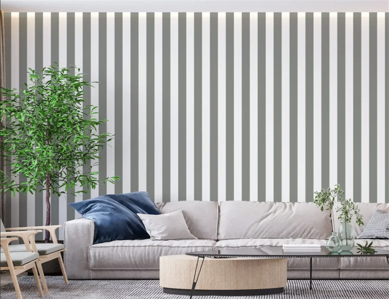 

Custom size mural Vertical striped wallpaper Yellow Blue Black striped wallpaper Mediterranean style 3d wallpaper decoration