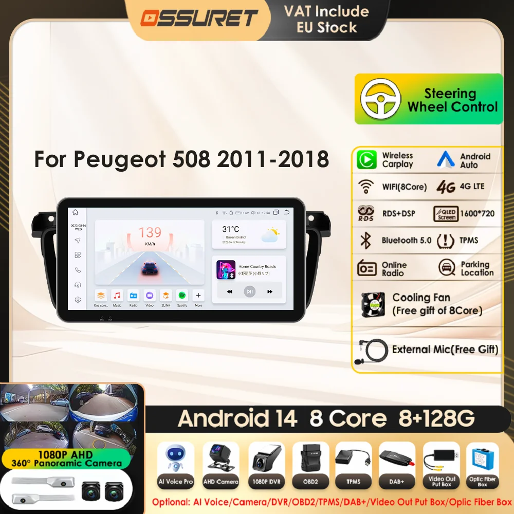 Dsp Carplay für Peugeot 508 508sw Auto Stereo Multimedia Video Player Head Unit GPS Navigation