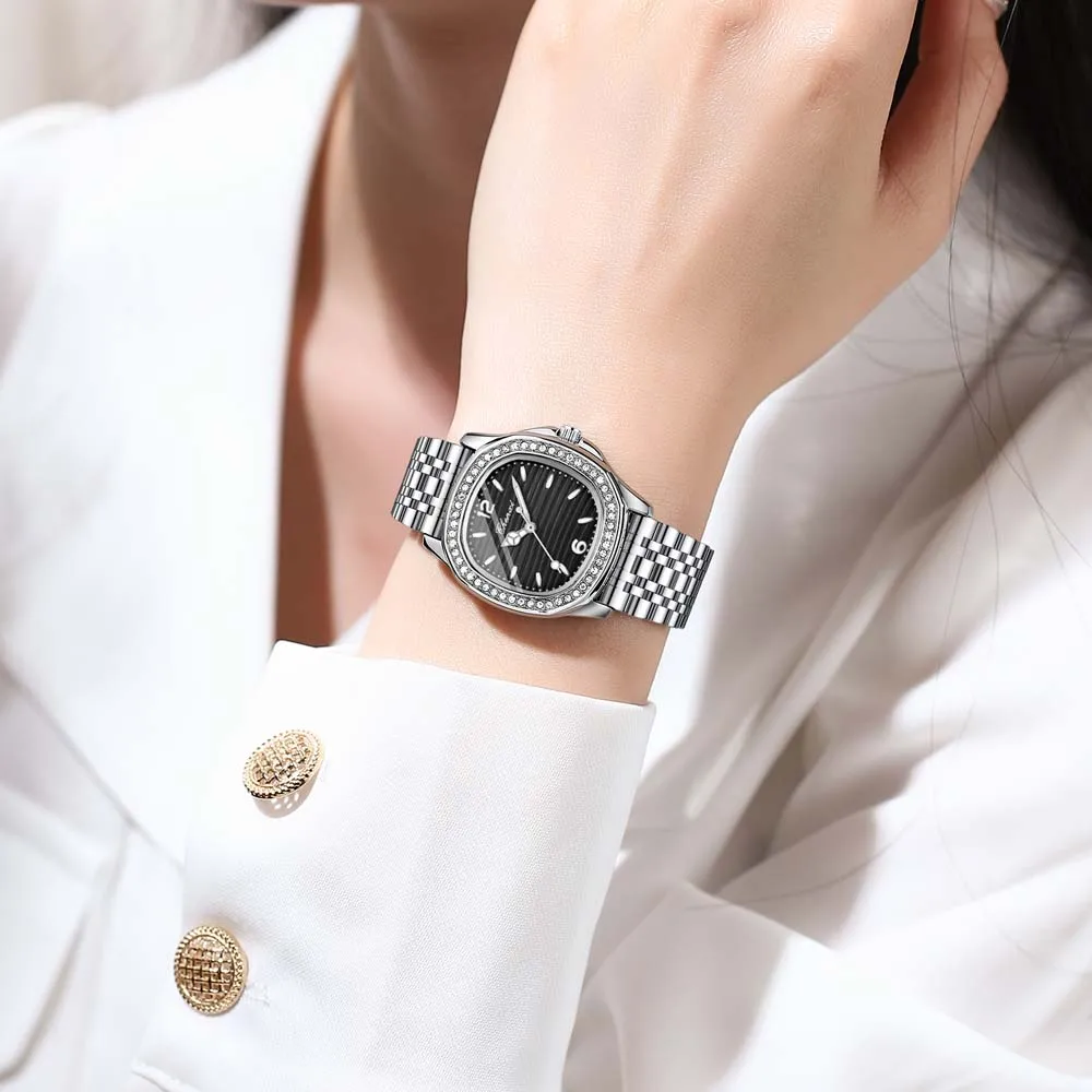 CHENXI Women's Watch Luxury Diamond Quartz Watches Stainless Steel Fashion Dress Wristwatches Clock Gift for Ladies