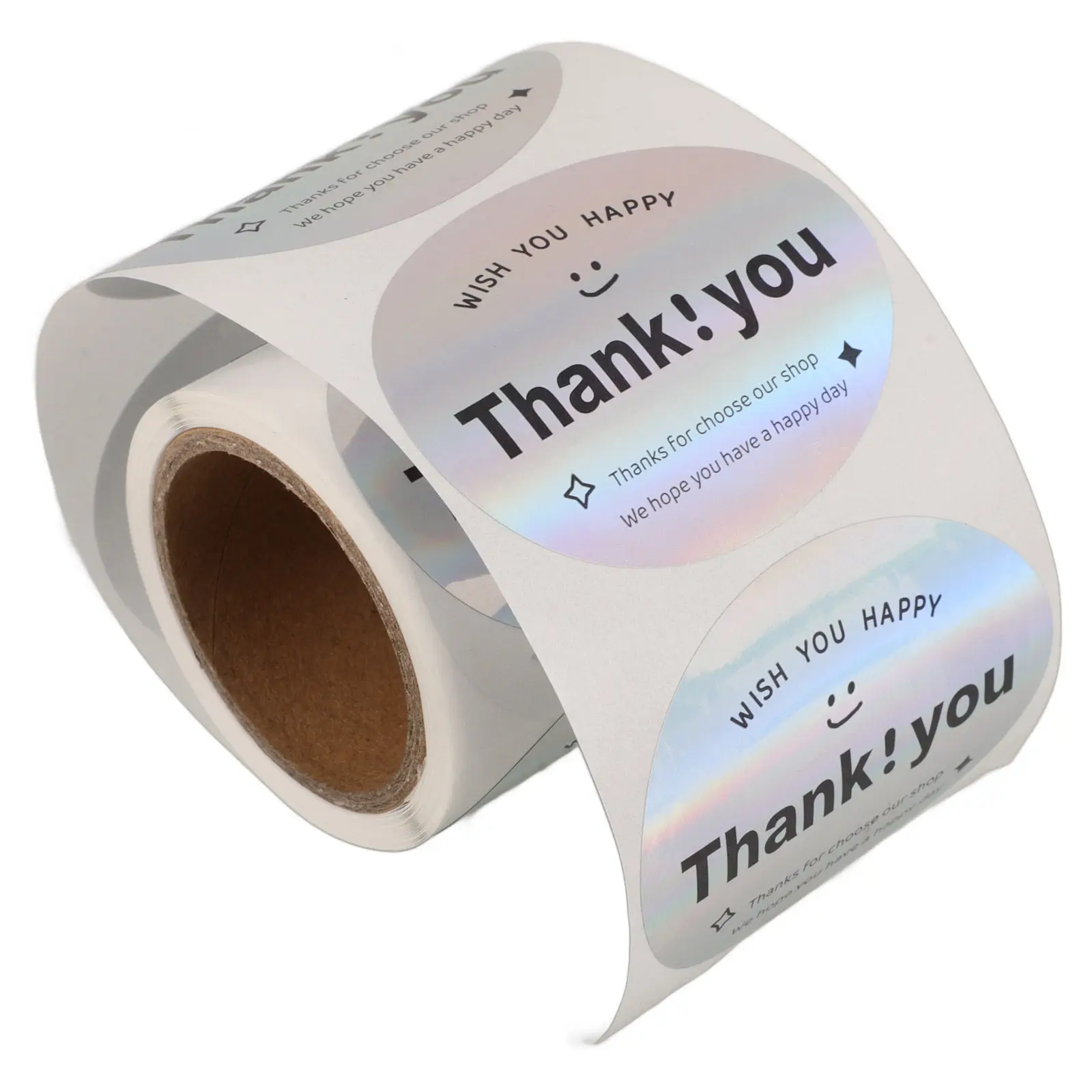 

1 Roll Thank You Label Stickers Strong Adhesion No Residue Removable Gift Wrap Sealing Stickers Thank Themed Decorative Labels