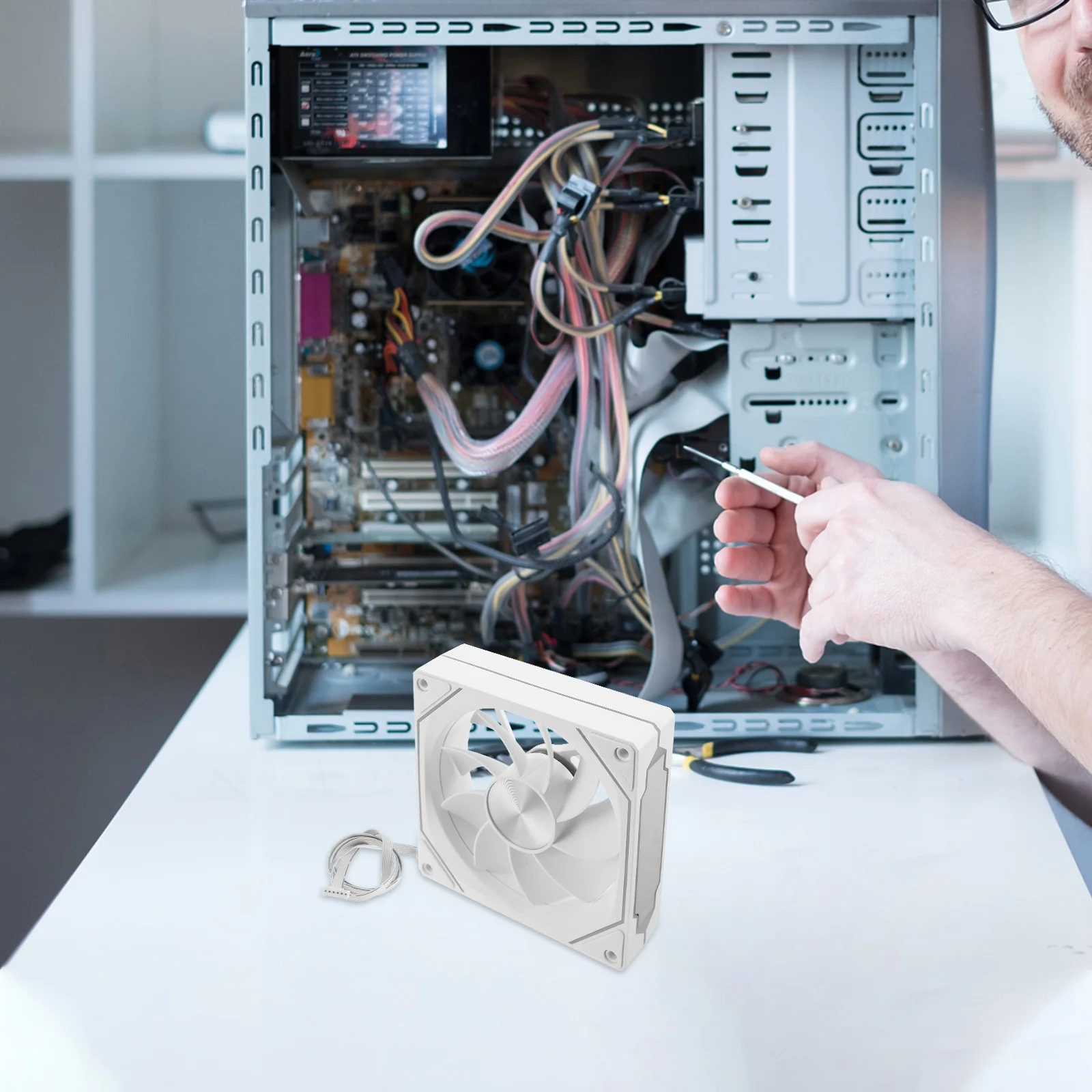 

Silent Pc Case Fan 800-1600rpm Rgb Lighting Adjustable Speed Quiet Operation for Gaming Office Setups Enhanced Cooling