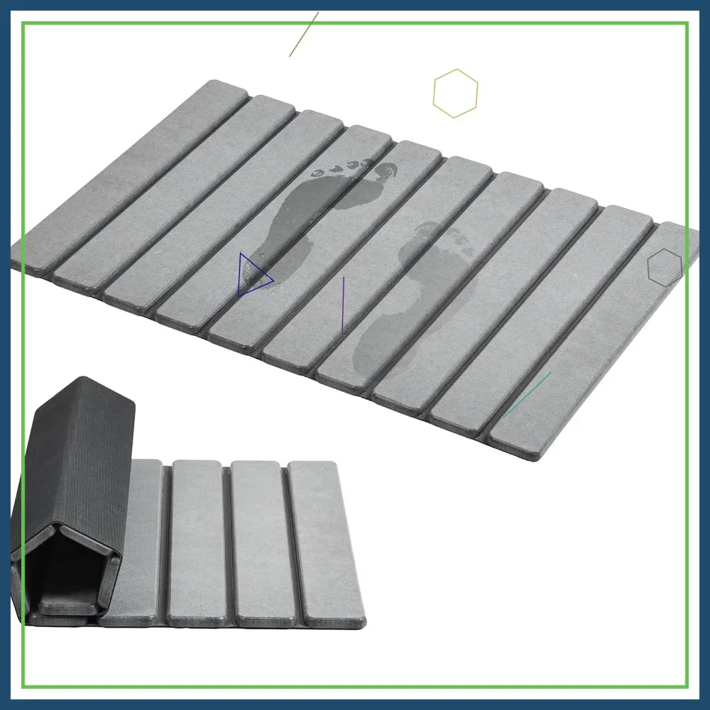 

Foldable Stone Bath Mat, Super Absorbent Quick Drying Non-Slip Bathroom Floor Mat for Home