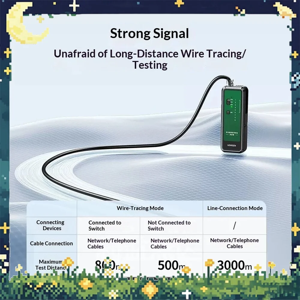 UGREEN NW259 Network Cable Tracker Tester POE 60V Digital Wire Finder for LAN Telephone Line