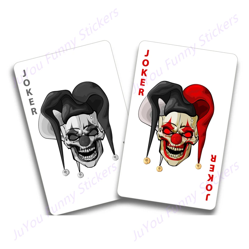 FUYOOHI Funny Stickers Exterior Accessories Personality Joker Clown Circus Playing Cards Creepy Decal PVC Motorcycle Car Sticker