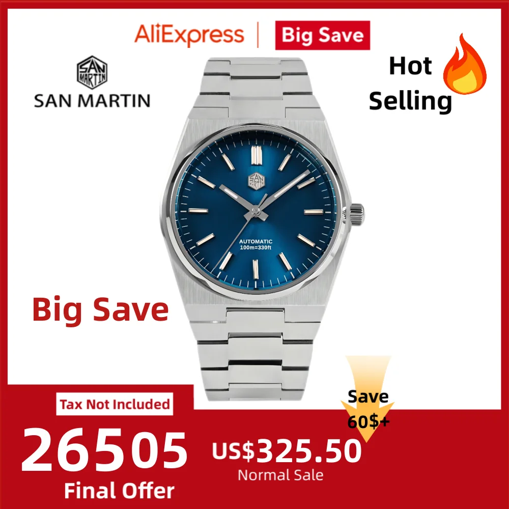 

San Martin 40mm Miyota 9015 Mechanical Watches Waterproof Wristwatch For Men Luxury BGW-9 Luminous Waterproof 10Bar SN0023