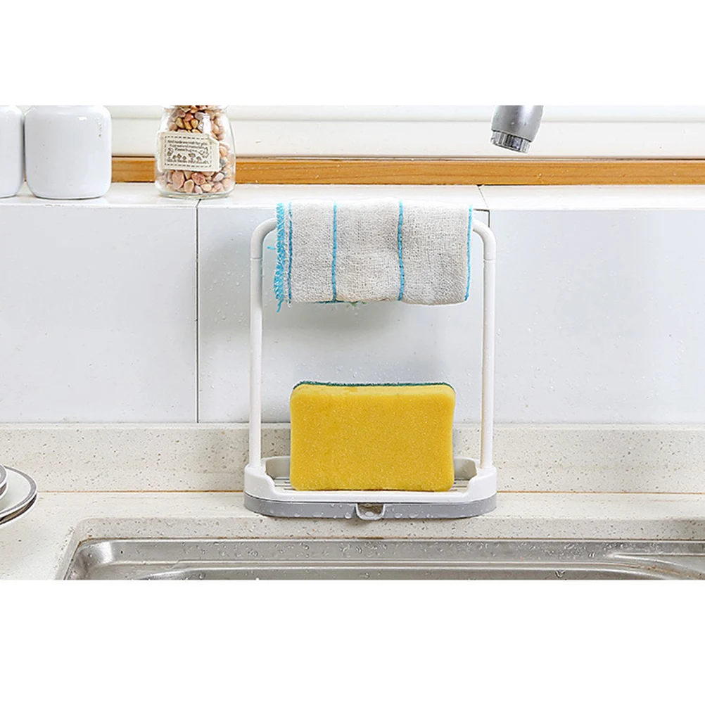 

Dishcloth Drying Rack Kitchen Towel Holder Plastic Countertop Organizer Soap Slot Side Spout Lightweight Stable Easy