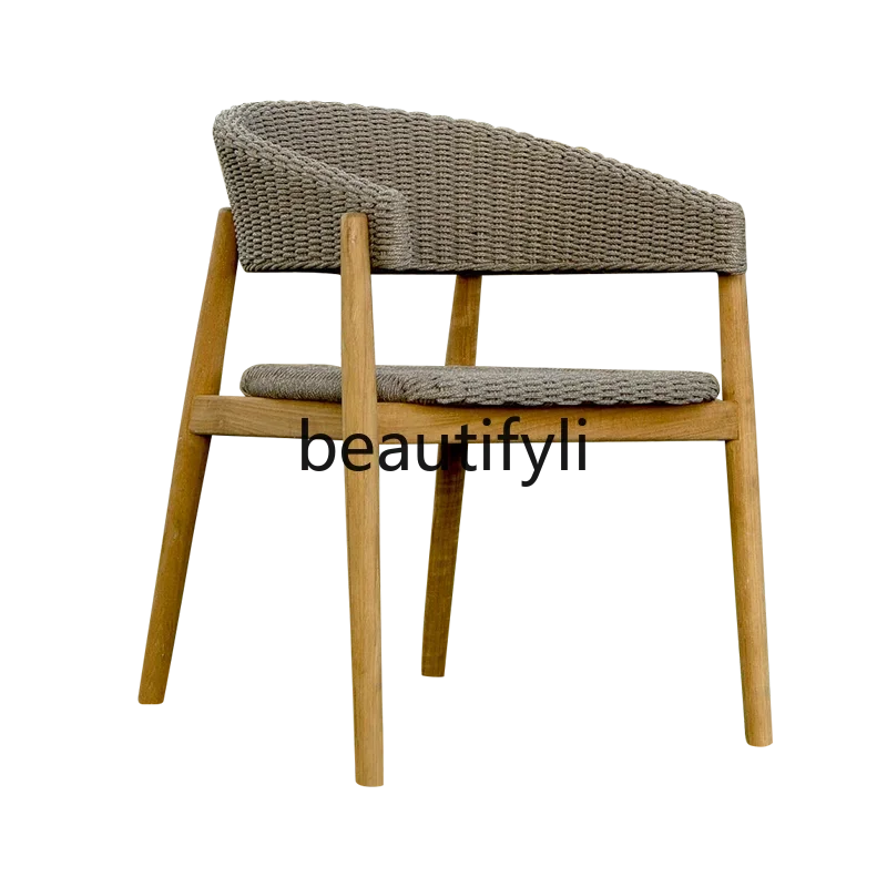 

Chaise de cour en rotin pour l'extérieur, en alliage d'aluminium, teck, moderne, simple, décontractée, table ronde