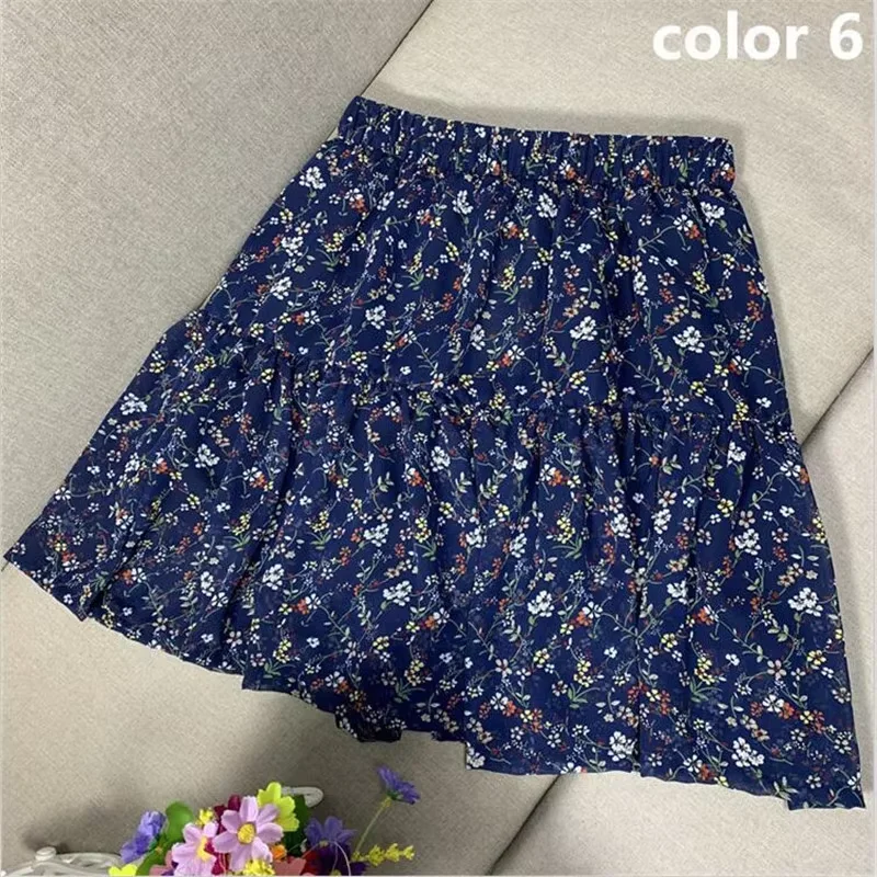 Women Mini Skirts 2026 Foral Printed Skirts Sweet Girls A-line Ruffles Pleated Beach Holidays Skirts faldas vestidos clothing