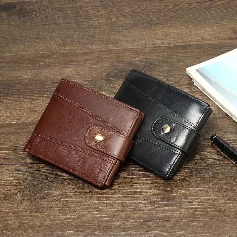 

Genuine Leather Men Wallet Female Portomonee Coin Purse Short Male Money Bag Quality Designer Male Wallets Small Card Holder