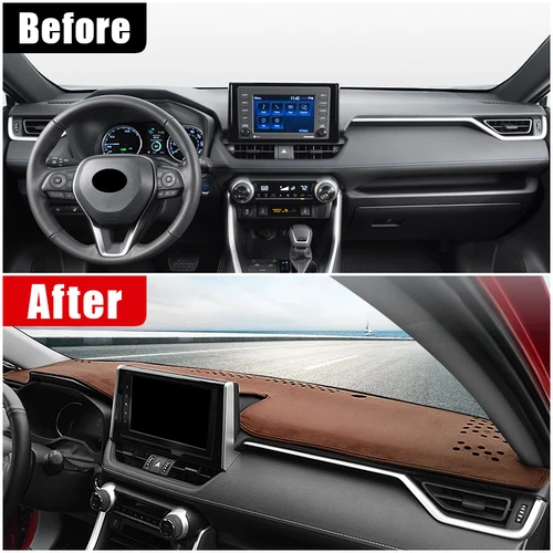 Imagen 2 del producto Para Toyota RAV4 XA50 2019 2020 2021 2022 2023 2024 RAV 4 cubierta híbrida para salpicadero de coche evitar almohadilla de luz alfombras Anti-UV alfombrilla antideslizante