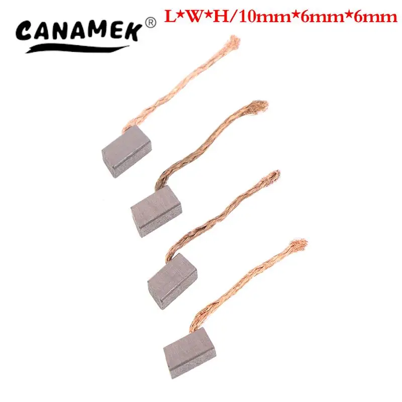 4pcs Electric Motor Carbon Brush Power Tool Blower Fan Graphite Brushes 6x6x10mm