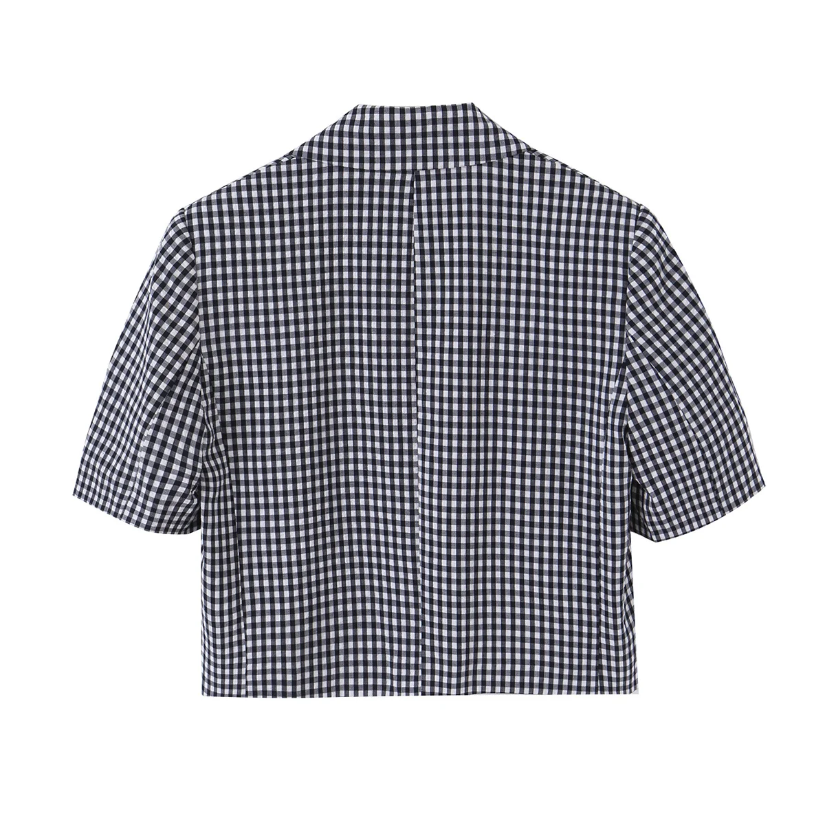 Willshela Women Fashion Plaid Single Button Cropped Blazer Vintage Notched Neck Short Sleeves Female Chic Lady Outfits