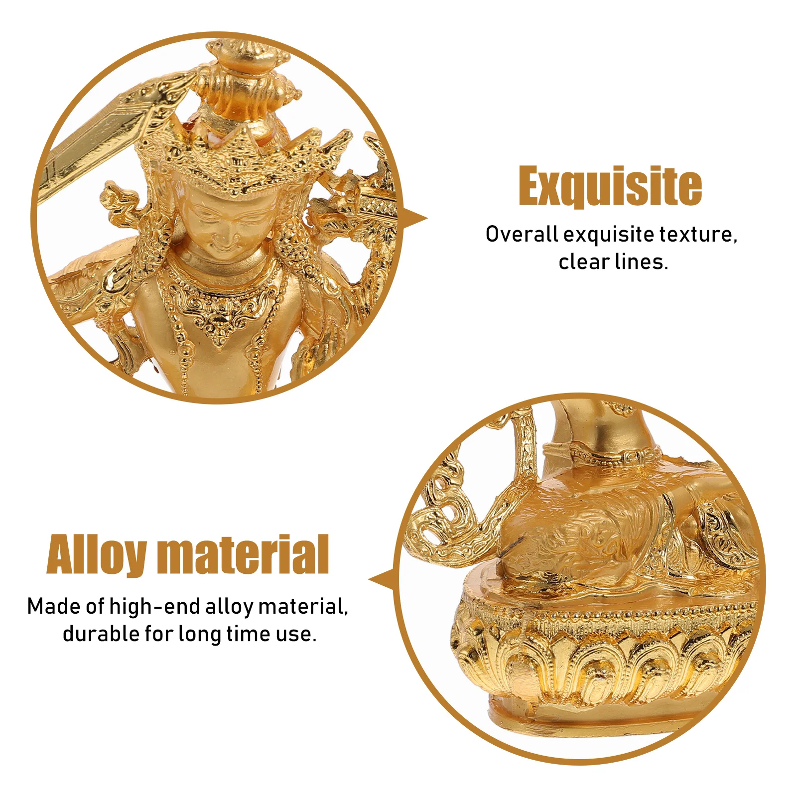 

Golden Alloy Buddha Statue Desktop Meditation Ornament Religious Home Decor Temple Souvenir Brass Sculpture Office