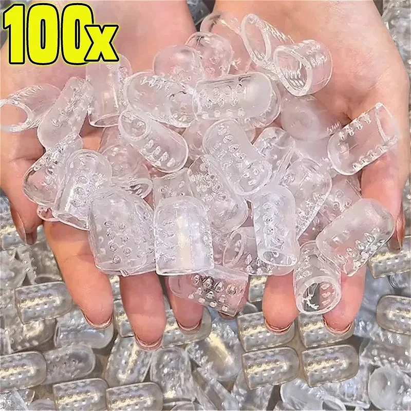 5-100pcs Transparent Silicone Toe Covers Women Gel Little Toes Protector Tube Foot Care Finger Caps Elasticity Prevents Blisters