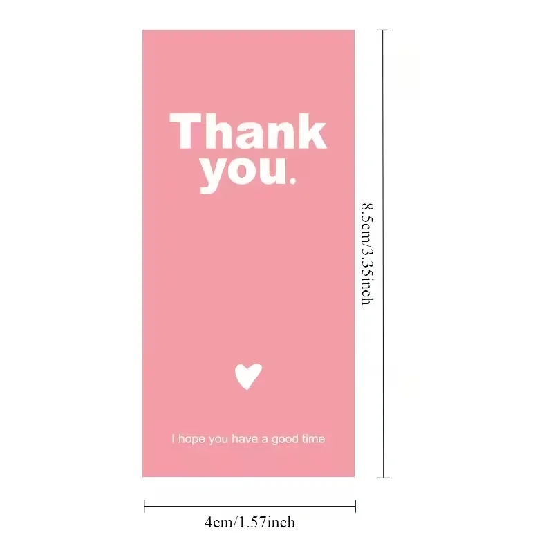 100-Pack Pink Thank You Stickers Rectangular Sealing Labels for Gift Packaging Decorative Tags Baking Boxes Shiny Paper Single U