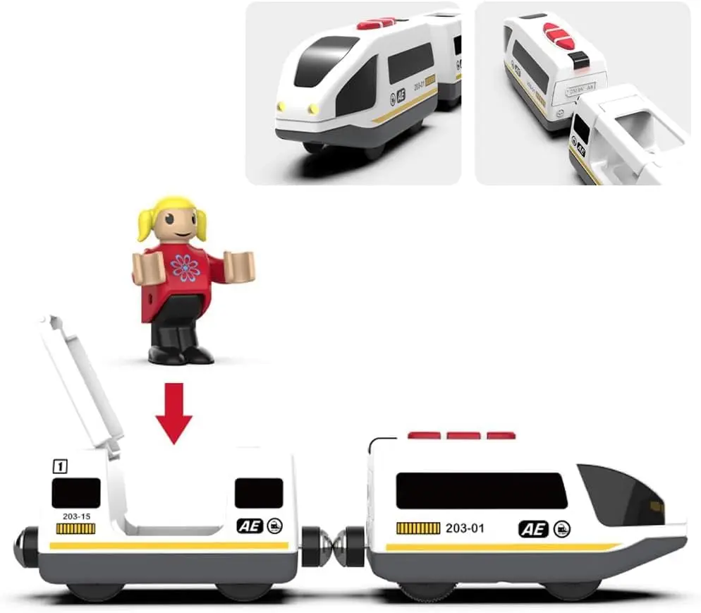 Remote Control Train with Magnetic Connection, Battery Operated Train for Toddlers, Compatible with Thomas, Brio, Chuggington