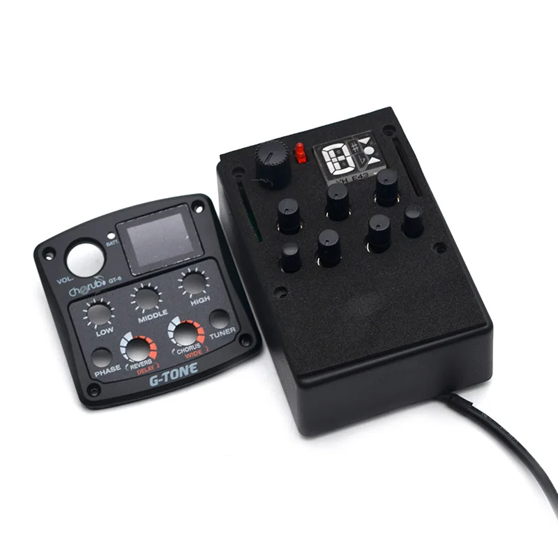 Cherub GT-6 Acoustic Guitar Preamp 3-Band EQ Equalizer with Reverb/Chorus/Delay/Wide and LED Tuner