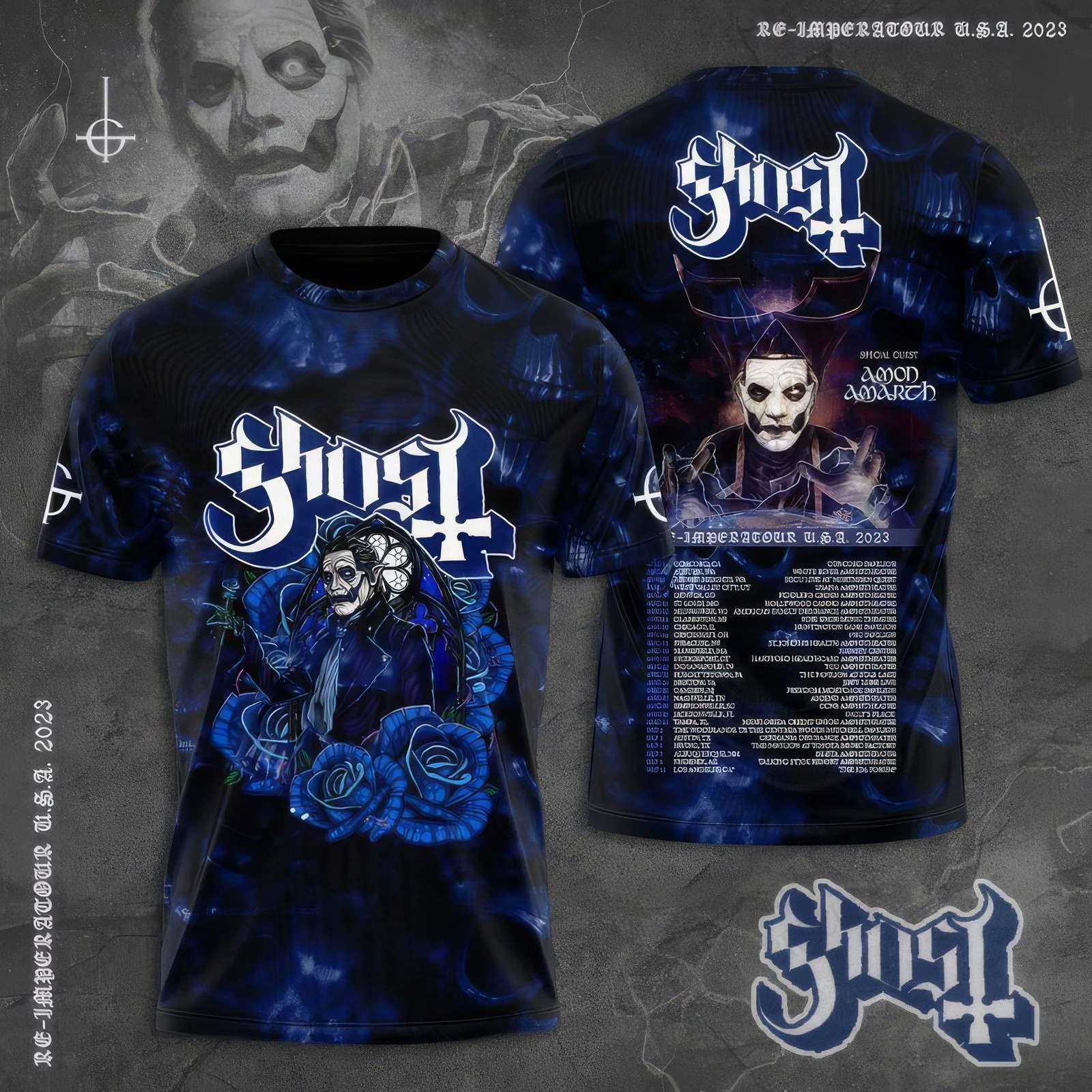 Vintage Rock Band Ghost 3D Print T-Shirt Men Fashion Sports Large Size Tops Tees Hip Hop Street Tee Shirt Womens Clothing Camisa