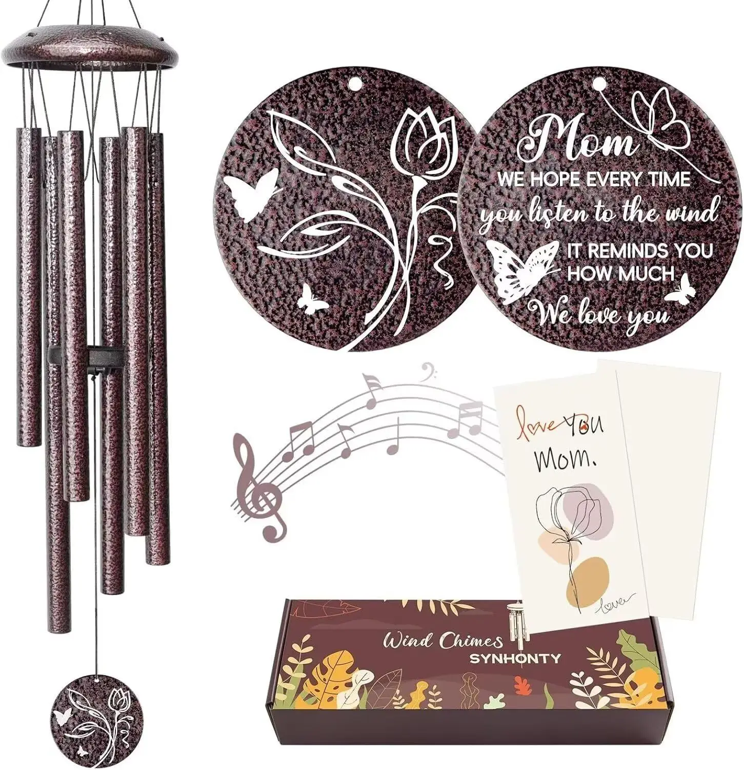 

25 Inch Wind Chimes for Mom, Birthday Gifts from Daughter Son, Mother's Day Thanksgiving Christmas Decor