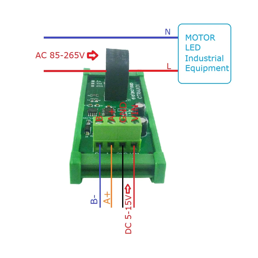 RS485 Current Collector Ammeter Modbus PLC AC Current Analog Acquisition Module for 110V 220V 50Hz 60Hz Industrial Use view 4