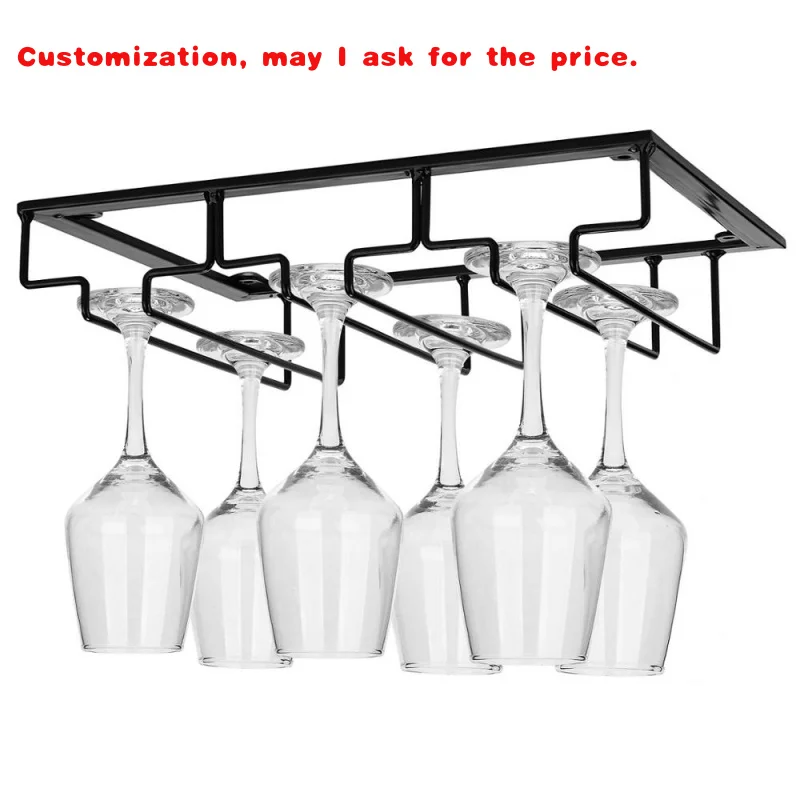 

custom.Metal Wire Under Shelf Cabinet Wine Glass Holder Rack