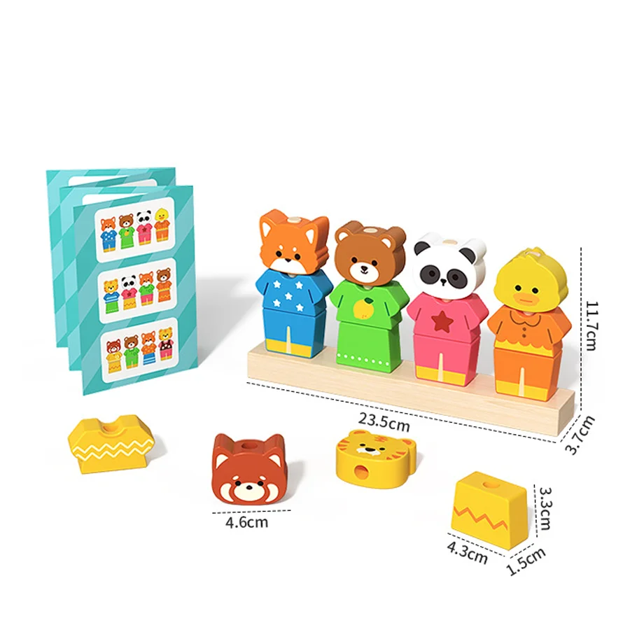 เกมต่อไม้สัตว์แบบมอนเตสซอรี่ ของเล่นเสริมพัฒนาการ ฝึกการคิดเชิงตรรกะ จินตนาการ และการเล่นบทบาทสมมติ พร้อมตัวต่อหลากสี