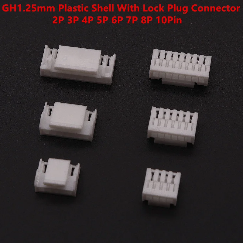 20PCS GH1.25 1.25mm Plastic Shell With Lock Terminal Plug Connector For GH 1.25 Pin Header Socket 2P 3P 4P 5P 6P 7P 8P 10P