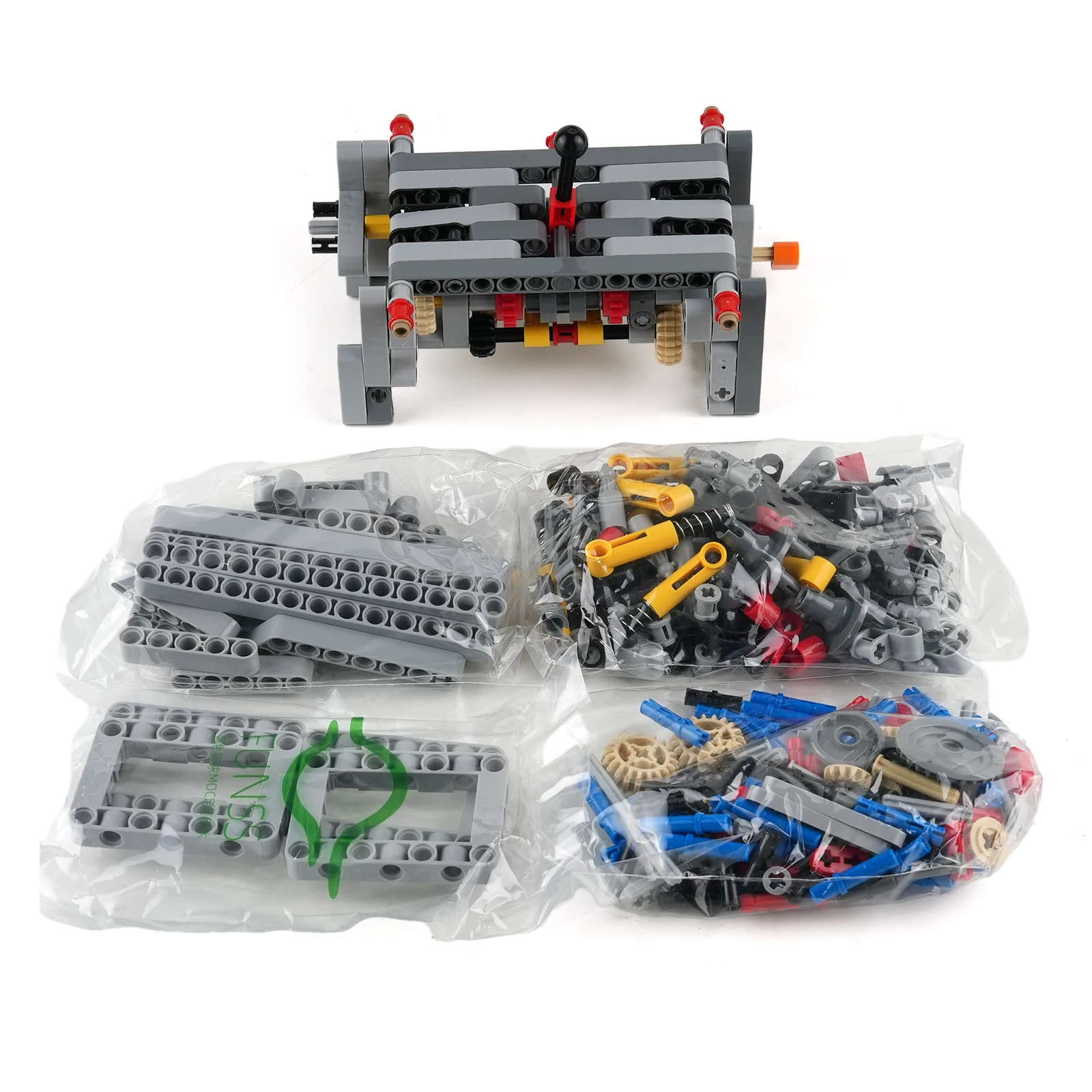 MOC 6-speed Gearbox  Technology Building Blocks Parts Differential Gears V16 Engine Transmission Compatible Motor Bricks Toys