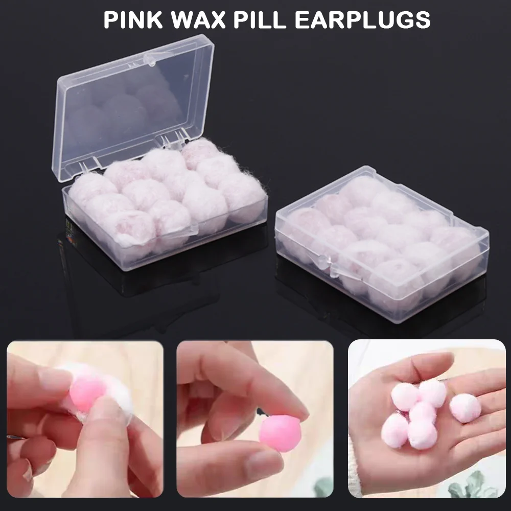 

12/24Pcs Pink Wax Cotton Wax Pill Earplugs Anti-noise Sleep Earplugs Dormitory Poor Sound Insulation Waterproof Shaped Earplugs