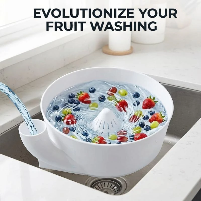1pc White Kitchen Colander, Fruit Washing Strainer with Drainage Holes, Berry Rinse Basket for Strawberries, Grapes & Blueberrie
