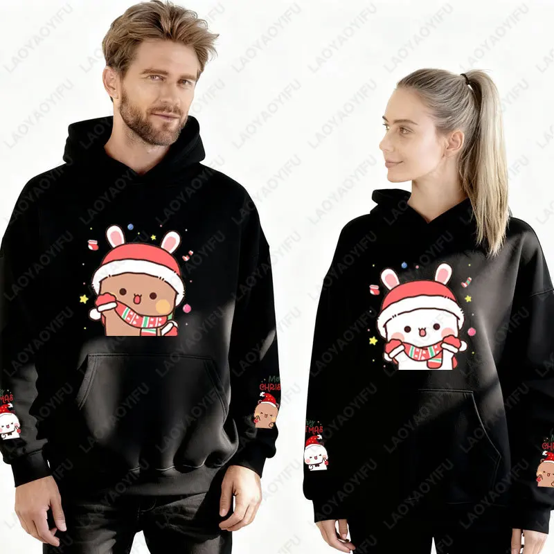 

С Рождеством Kawaii Bubududu Толстовка с рисунком панды Медведь Бубу и Дуду Толстовка для пар Модная повседневная хип-хоп Harajuku унисекс