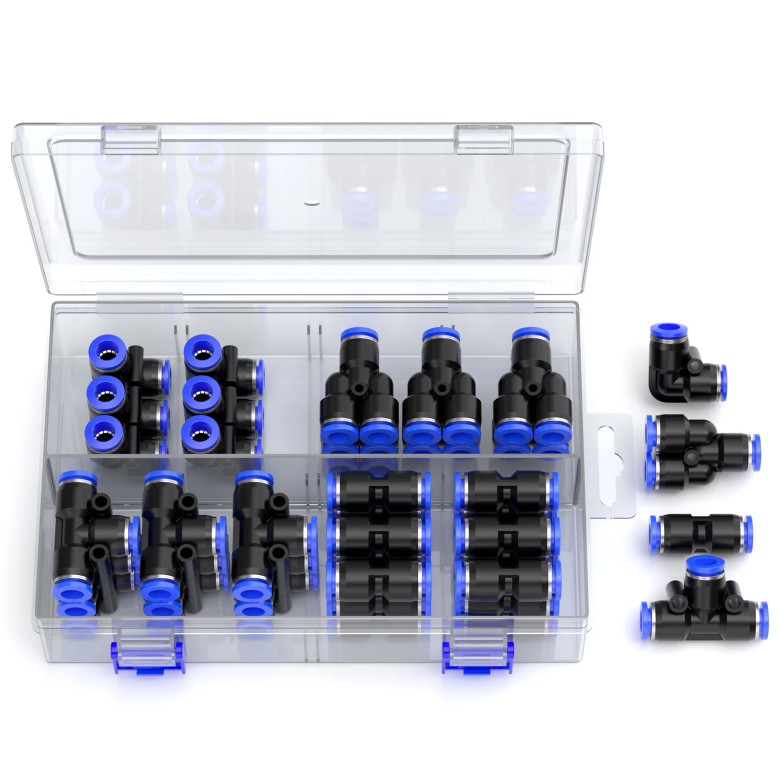 

Pneumatic connector PU PV PE PY PK 6 8 10 12mm outer diameter hose tube air connector kit boxed 25/20/17/14 pieces