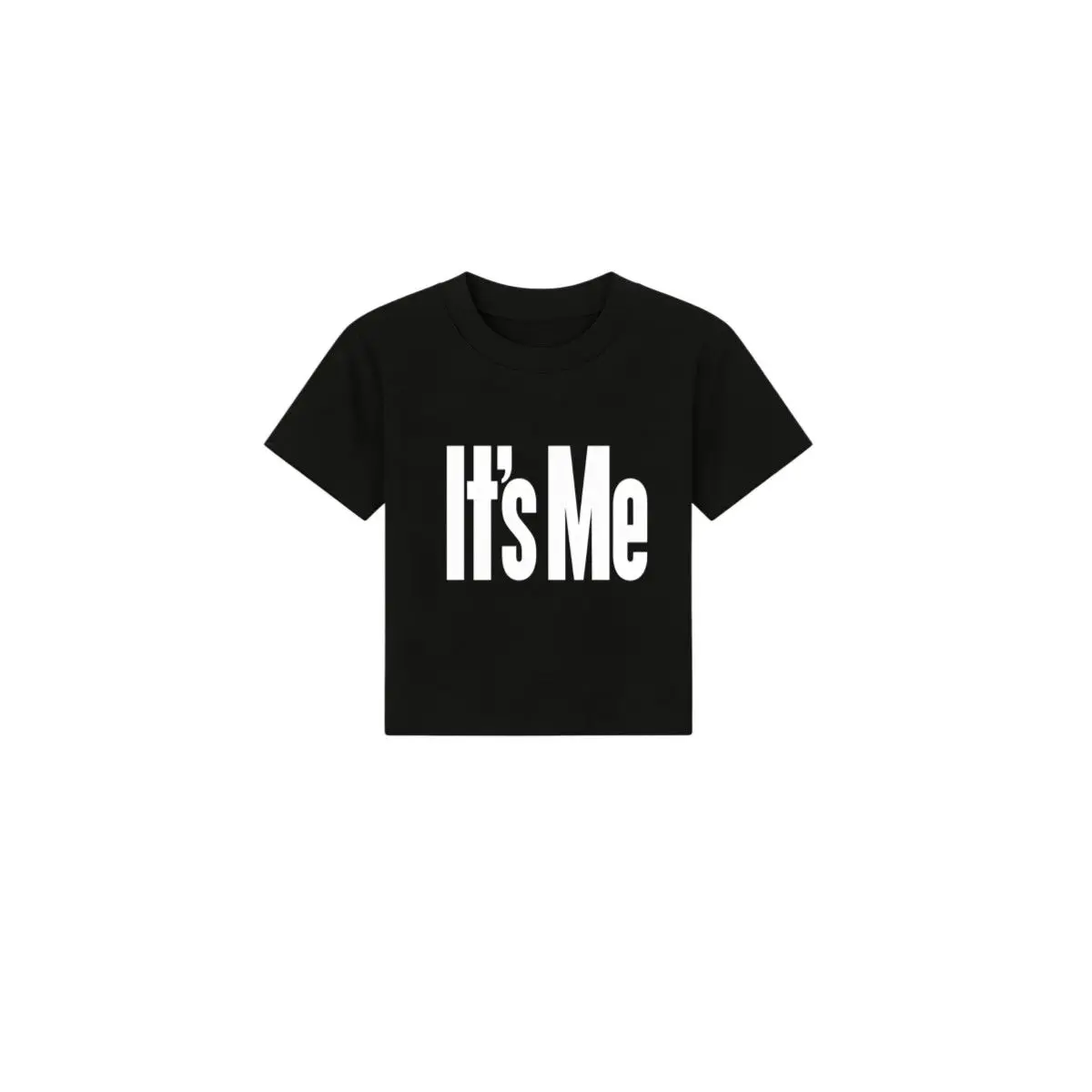 It's Me Print Crop T-shirt, Moka Inspired Kpop Idol Short Sleeve Tee, 100% Cotton Kpop Merch Women Casual Top