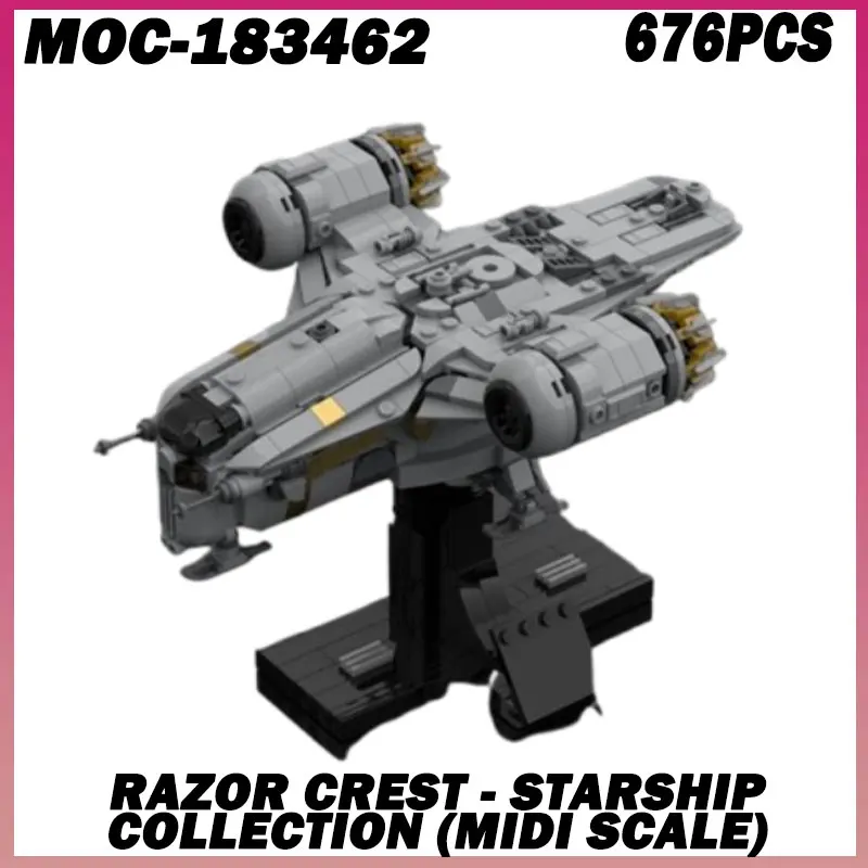 

676 шт. MOC- 183462 MOC Space War Razor Crest - коллекция звездных кораблей, строительные блоки, мандалории, модель космического корабля, сборные игрушки