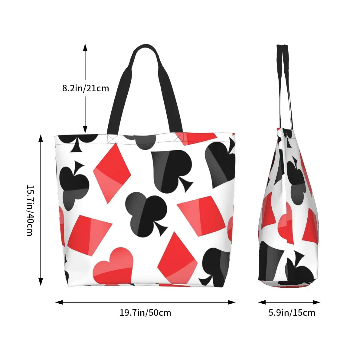 Playing-card Symbols Shopping Tote Bag Canvas Large Capacity Shoulder Bags Shopper Grocery Handbag for Women