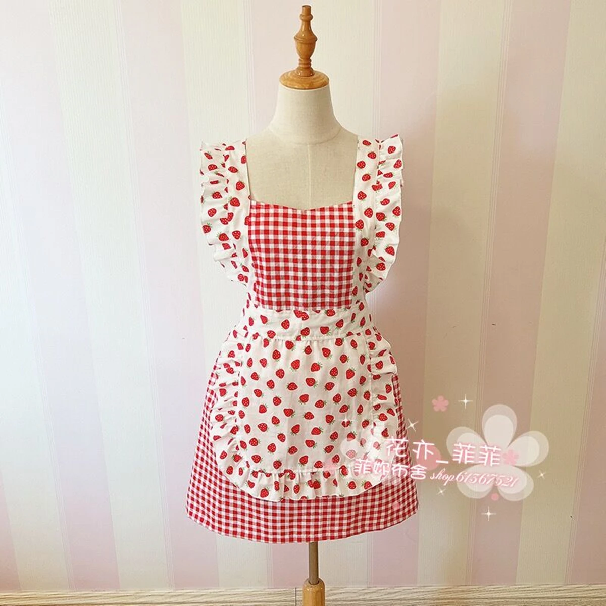 1pc Japanese Style Elegant Victorian Pinafore Apron Maid Lace Smock Costume Ruffle Pockets