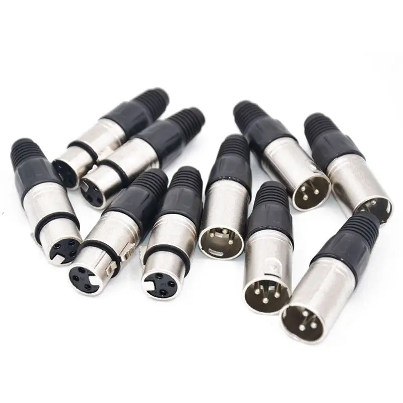 10Pcs 3 Pin XLR Solder Type Connector 5 Male + 5 Female Plug Cable Connector Microphone Audio Socket