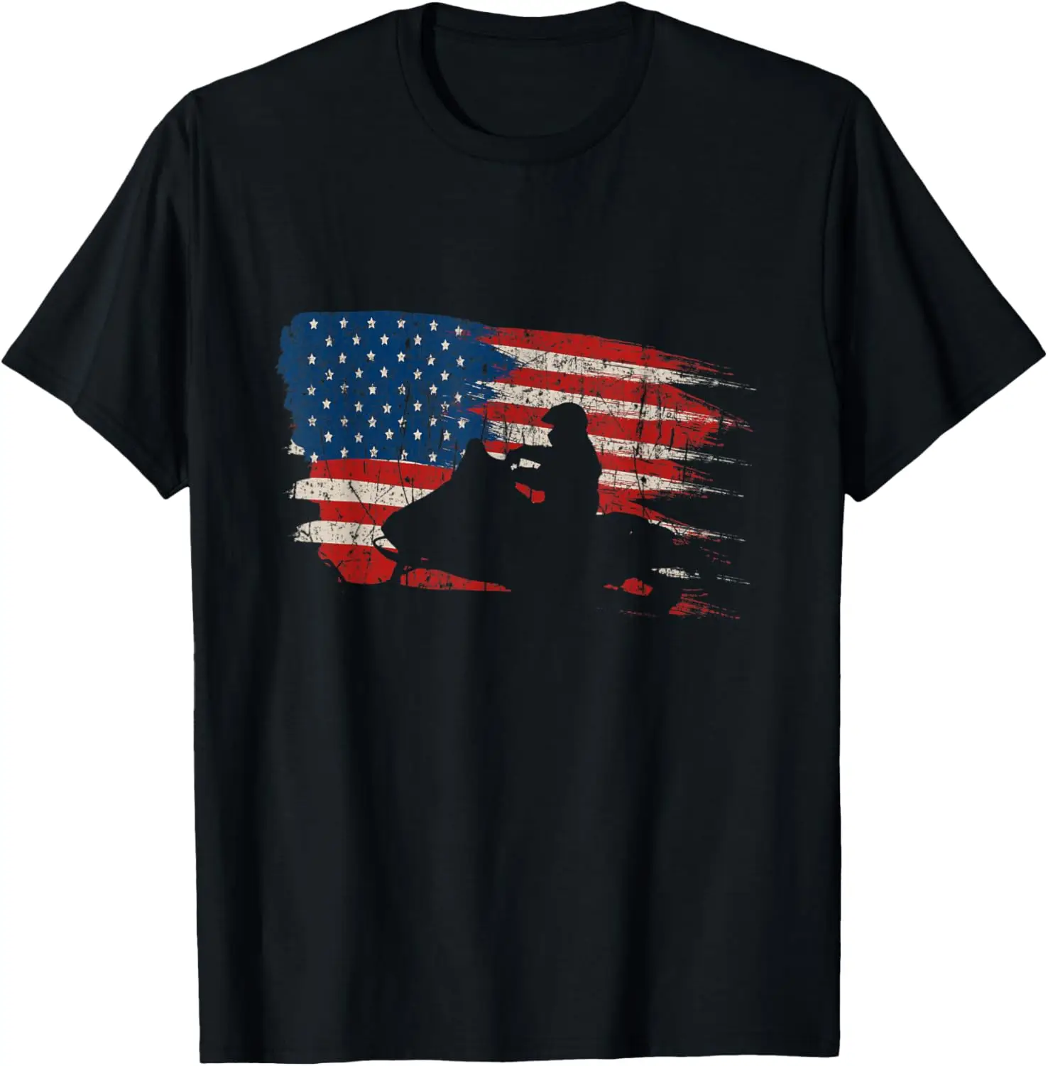 

Vintage 4th Of July USA Flag Snow Mobile Snowmobile Jet T-Shirt