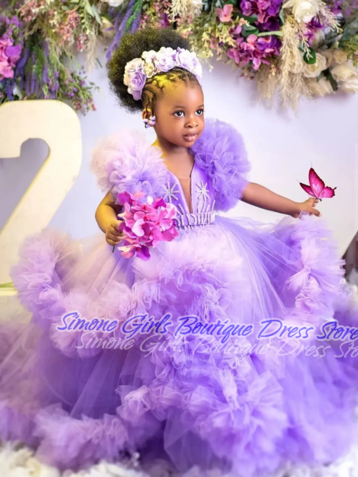 Rüschen rückenfreie Spitze Blumenmädchen Kleid elegante Kinder Party tragen Mädchen Kleid kleine Prinzessin Kleid Geburtstagsfeier