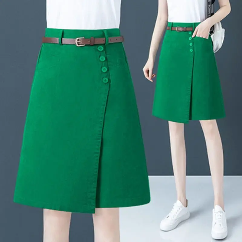 Half-length Pants Ladies Summer Thin High Waist Wide-leg Short Trousers New Plus Size Casual Loose Fake Two-piece Skirts Culotte