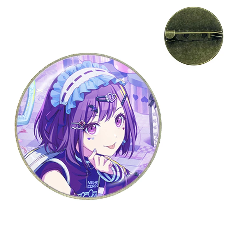 Project SEKAI Anime Shinonome Ena Enanan Metal Retro Glass Dome  Cabochon Badge Brooch Pins For Fans Gift