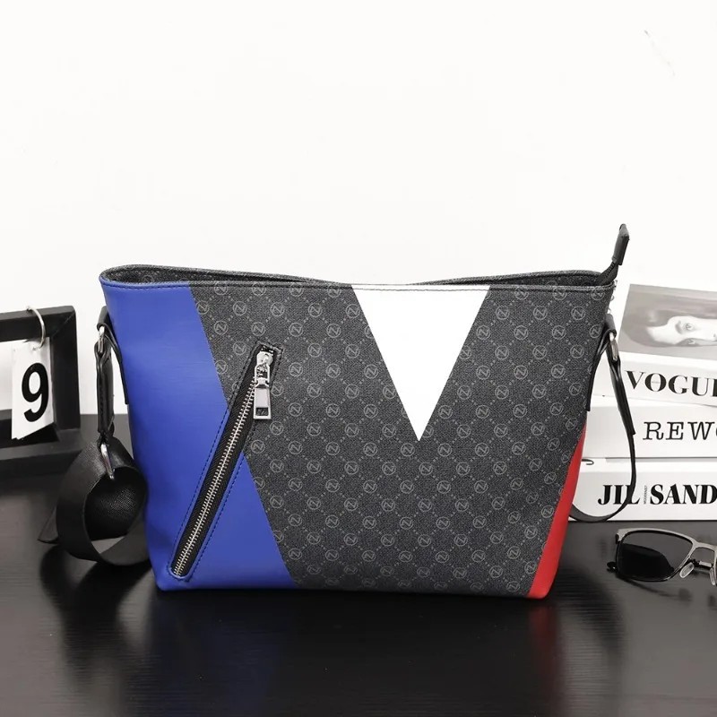 

Fashion Crossbody Bag Men Letter Plaid Printed Men's Crossbody Bags Luxury Brand Design Shoulder Bags Patchwork Color Tote Male
