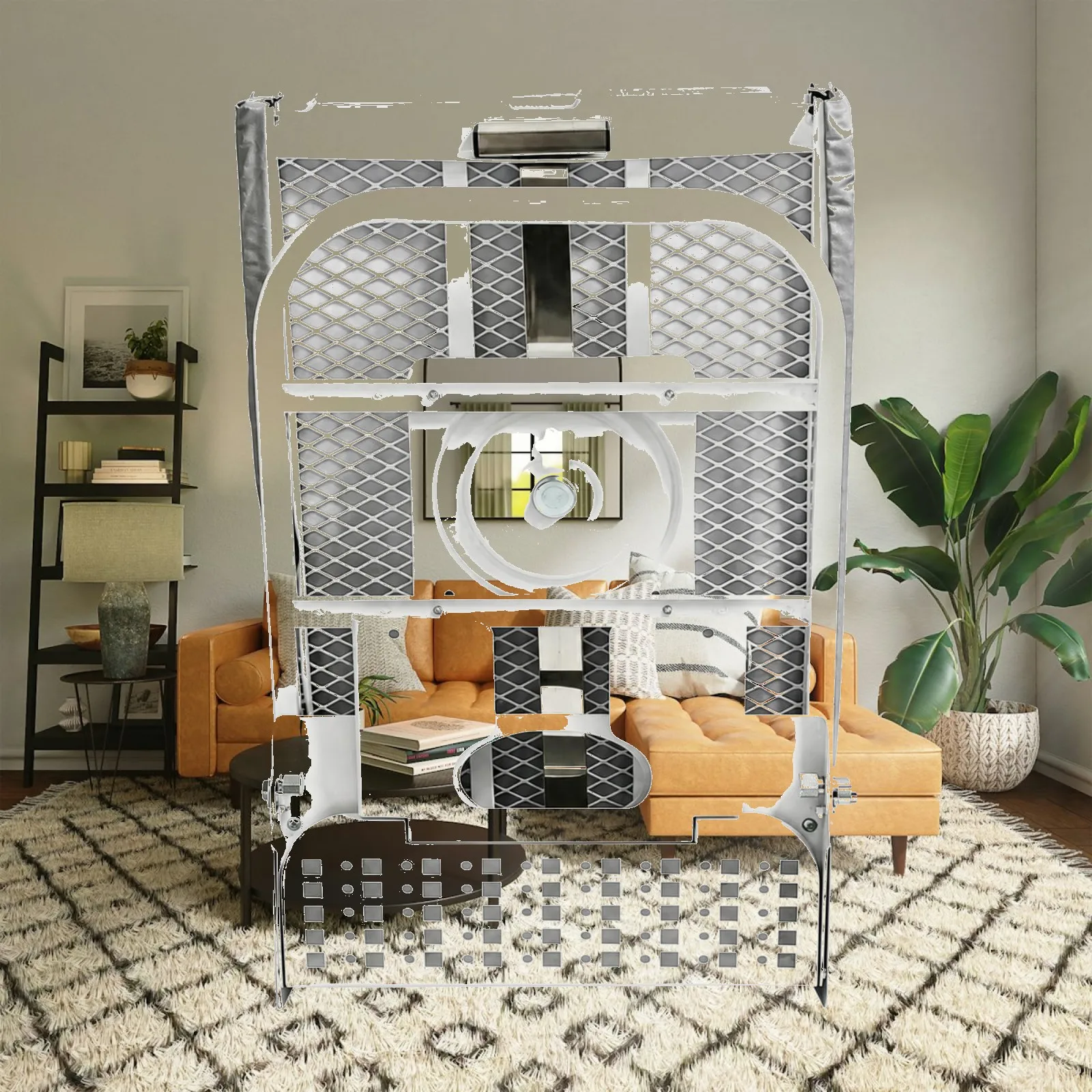 Compact Folding Ironing Board Wall Mounted Rotating Design with Storage Basket Padded Carbon Steel Surface for Small Home