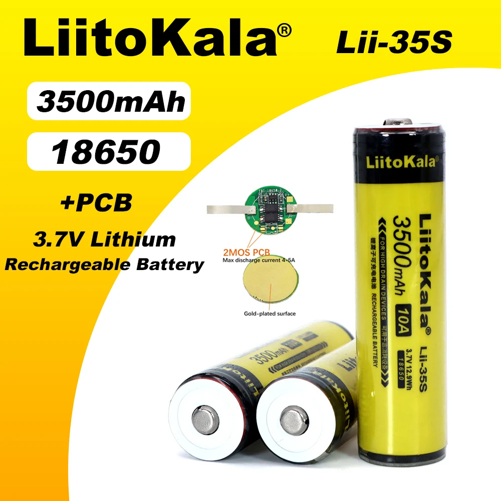 Liitokala Lii-35S Protected 18650 3400mAh Rechargeable Li-lon battery with 2MOS PCB 3.7V For Flashlight