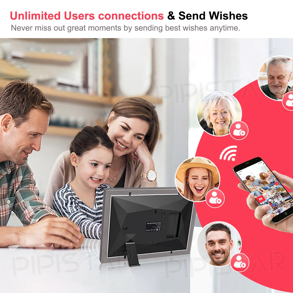 إطار صور رقمي مقاس 10.1 بوصة من Frameo إطار صور رقمي ذكي واي فاي، شاشة لمس 1280 × 800 IPS عالية الوضوح، ذاكرة 32 جيجابايت